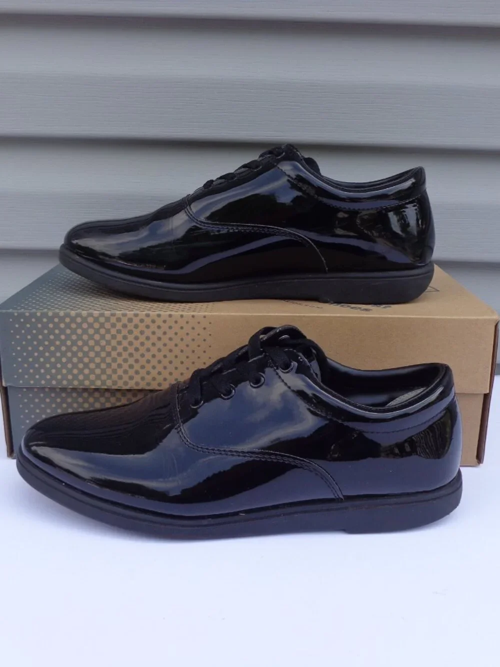 Dinkles Unisex Marching Band Shoes Black Faux Patent Size Men's 10 Women's 12